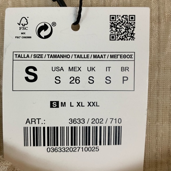 Zara Tan Ribbed Palm Leaf Semi Sheer High Low Top - Picture 5 of 8